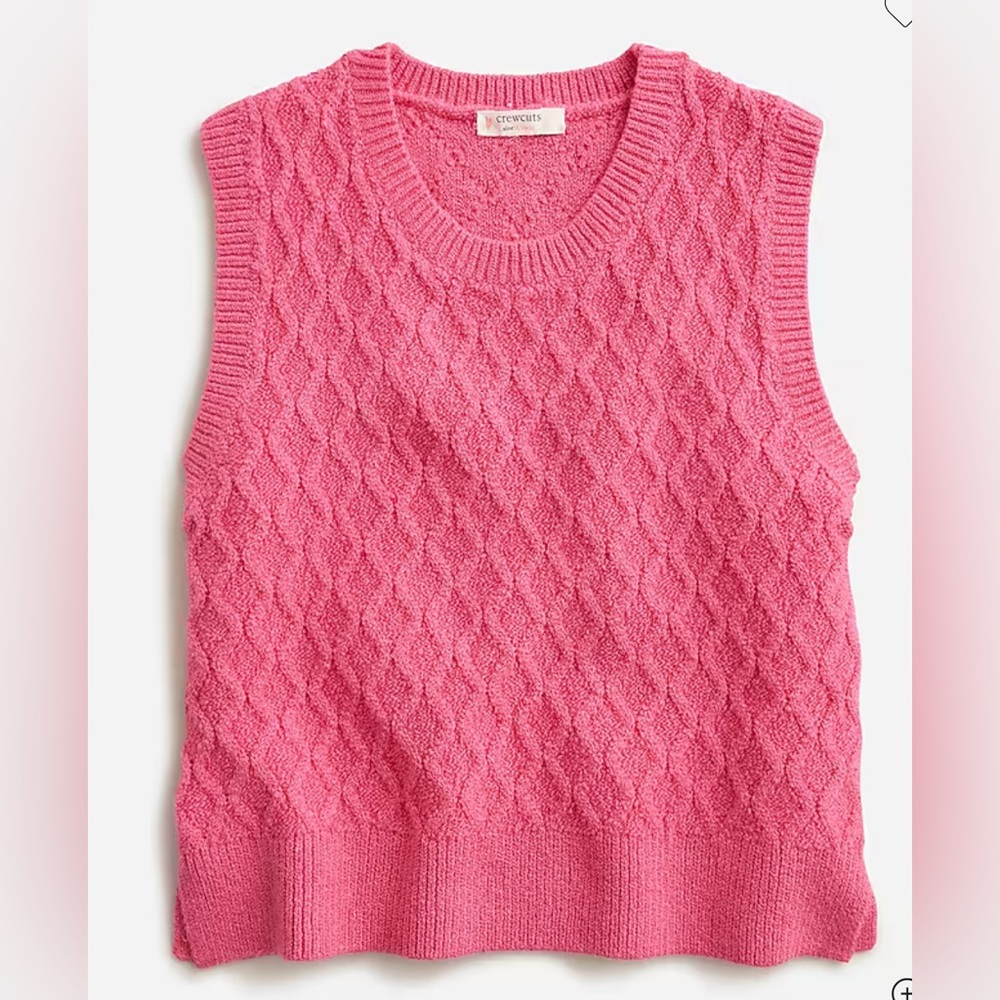 Crewcuts by J. Crew Girls’ Pink Cable Knit Sweater Vest